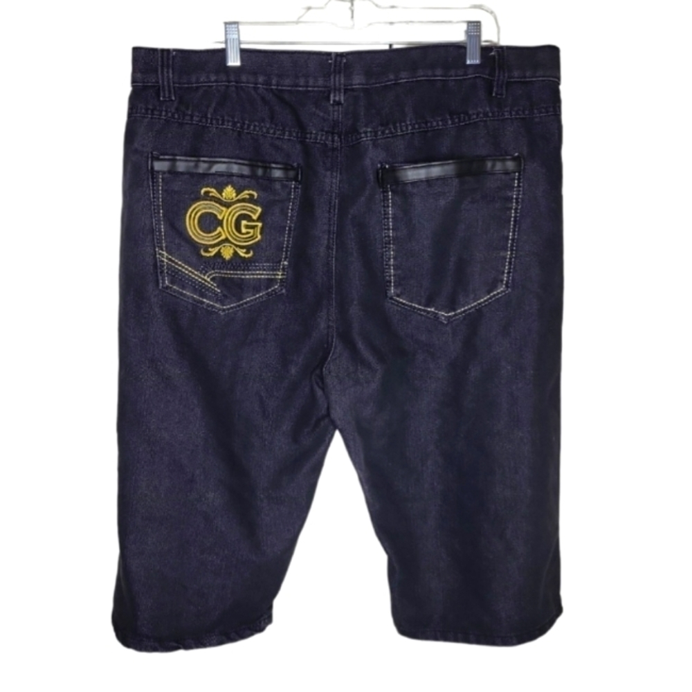 Vintage COOGI Men's Shorts Charcoal Denim w/ Gold Embroidery  Size 42